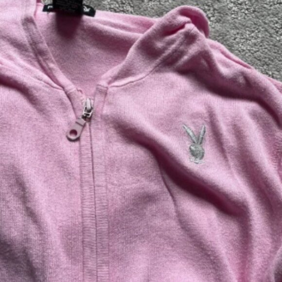VINTAGE PLAYBOY RARE zip up pink vintage playboy zip sweatshirt sweater size M - Picture 6 of 6